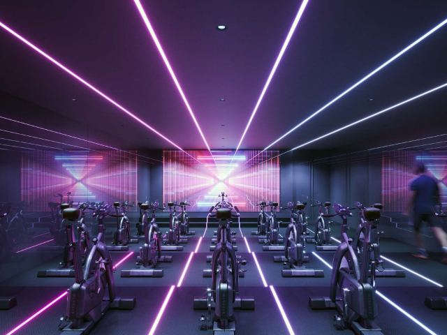 The cycle studio at Formative, the gym at Akala.
