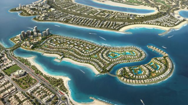 Aerial view of Dubai Islands off the Deira coast