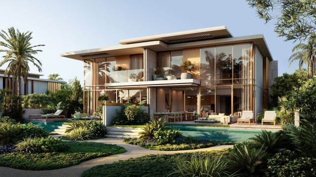 A 4-bedroom attached villa with its garden at Bay Estate