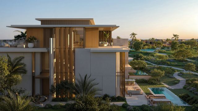 A three-floor 4-bedroom Plus attached villa at Bay Estate