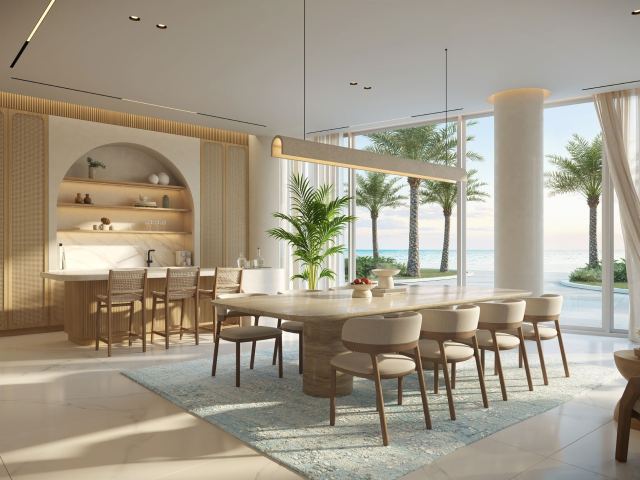 Private dining in the Clubhouse at Fahid Beach Terraces.