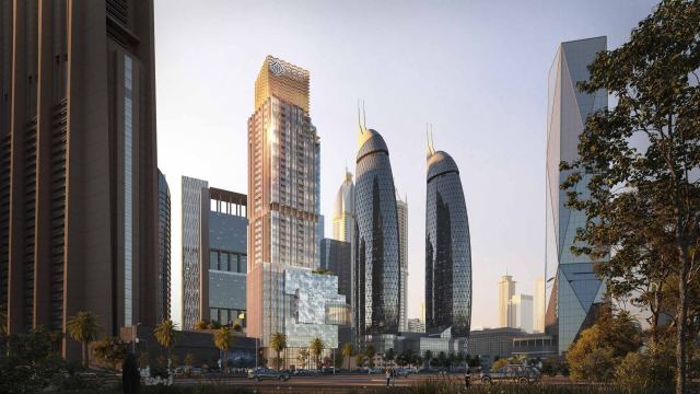DIFC Living, the district's first residential tower, with its twisted cube at the top