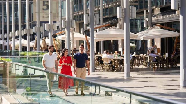 The Marble Walk on Gate Avenue at DIFC, lined with shops and cafés