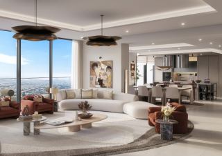 Penthouse living and dining space at Eltiera Views.