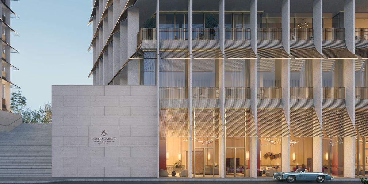 The residents' entrance at Four Seasons Private Residences Dubai at DIFC.