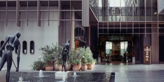 The entrance to the Four Seasons Hotel Dubai DIFC, beside the residences.