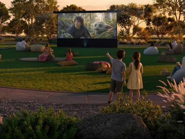 A film night on the events lawn at Al Ghadeer Parks.