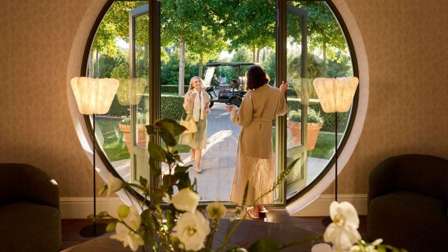 Arched interior of the country clubhouse at Hudayriyat Golf Estates.