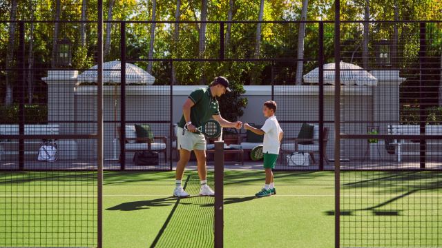 Multi-sports and padel courts at Hudayriyat Golf Estates.
