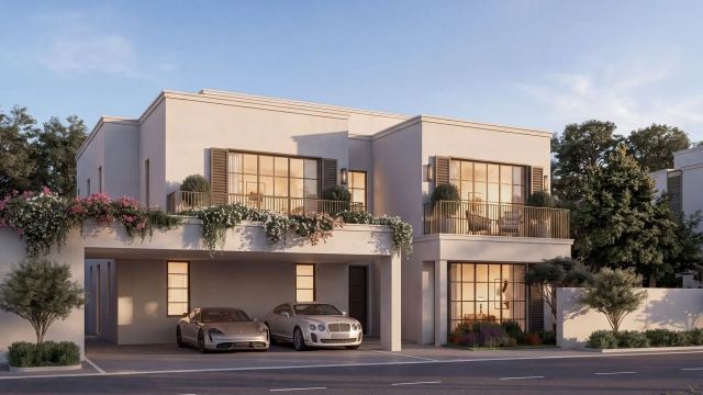 A villa at Wadeem Gardens, with covered parking on the street front