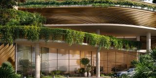 The Green Descent, the terraced and planted podium at the base of Kanyon.