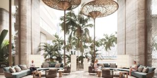 The double-height lobby at ORLA, Dorchester Collection.