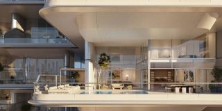 A curved terrace at ORLA by Foster + Partners.