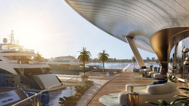 The yacht club and marina at Palm Jebel Ali