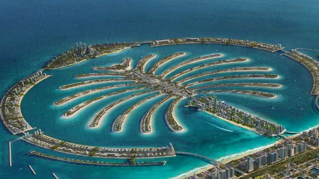 Aerial view of Palm Jebel Ali showing the fronds, the crescents and the trunk
