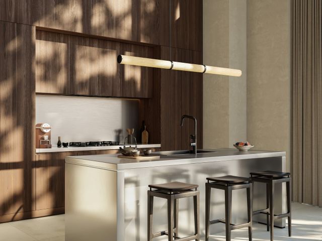 The kitchen island in a residence at Sei Saadiyat.