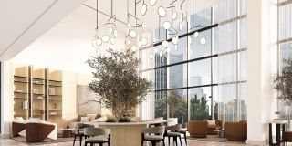 Double-height entrance lobby at Vida Residences Saadiyat Island