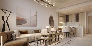 Furnished living room in a Vida Residences Saadiyat Island apartment