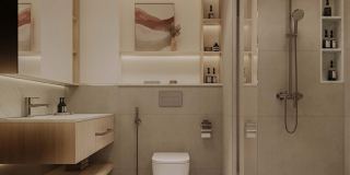 Bathroom with a walk-in shower at Vida Residences Saadiyat Island