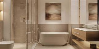 Bathroom with a free-standing bath at Vida Residences Saadiyat Island