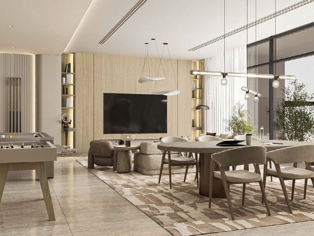 Indoor club lounge at Vida Residences Saadiyat Island