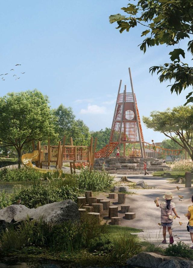 The adventure playground in an eco-corridor at The Wilds.