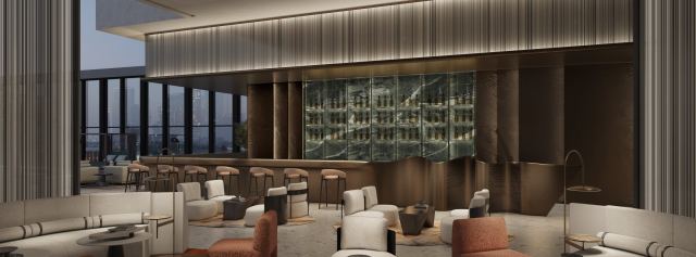 The rooftop bar at W Residences at Dubai Harbour.