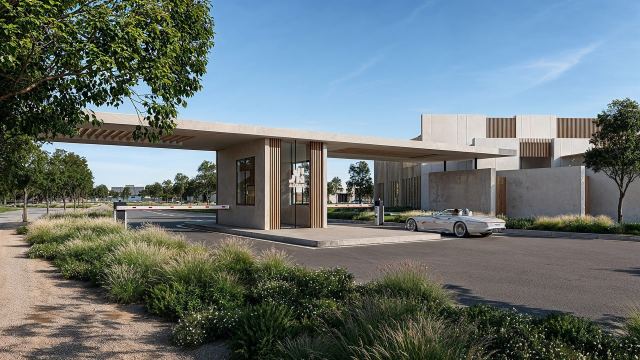 Gated entrance to the Yas Riva Reserve community